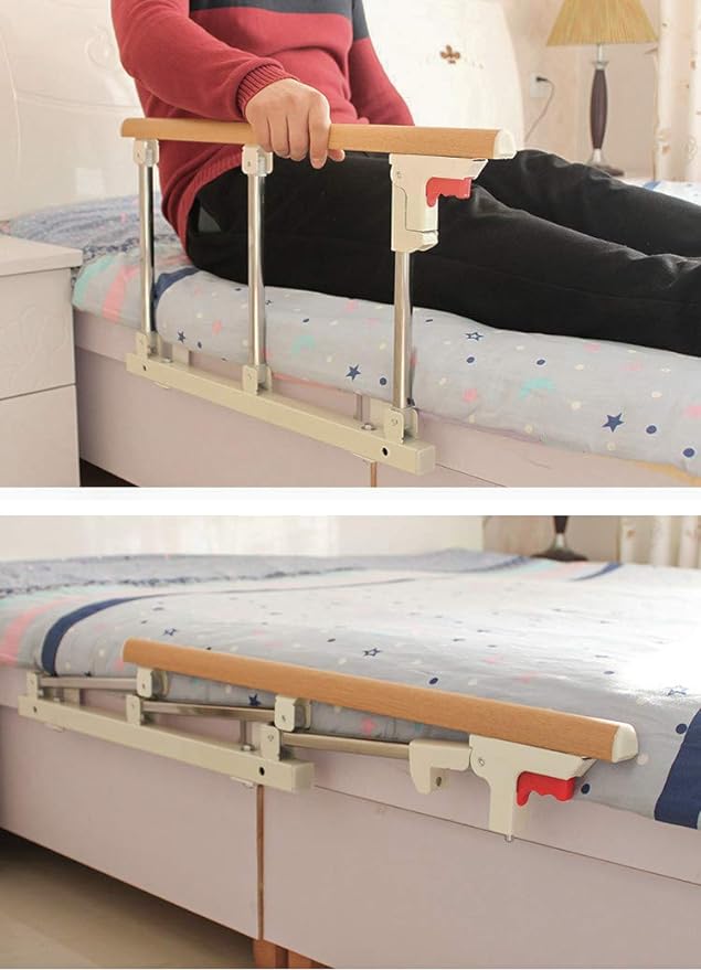Cific Bed Guard, Foldable, Nursing, Fall Prevention, Handrail, Wood Grain (3 Tiers) - NewNest Australia