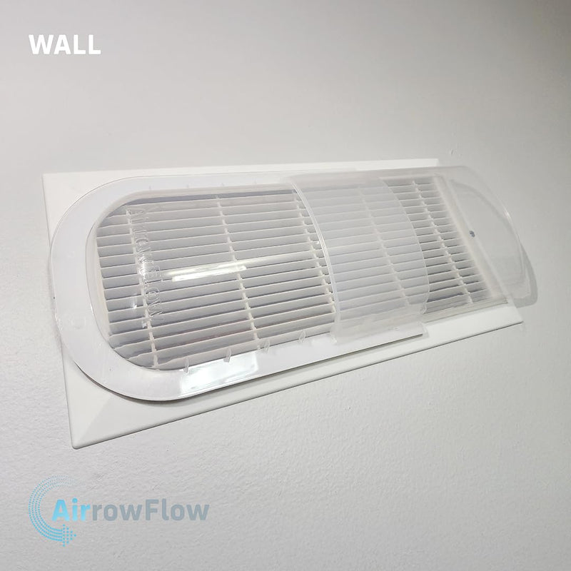 Sideways Floor Wall Air Vent Deflector for Under Furniture Heat and Air Deflecting, Fits Vents 3" - 7" Wide, Also Extends Lengthwise up to 17.5", Foam Tape for Tight Seal