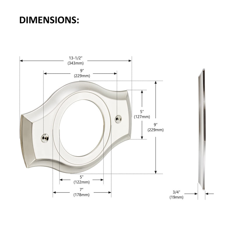 Renovation Shower Cover Plate for 2-Handle or 3-Handle to 1-Handle Shower Updates, Brushed Nikel