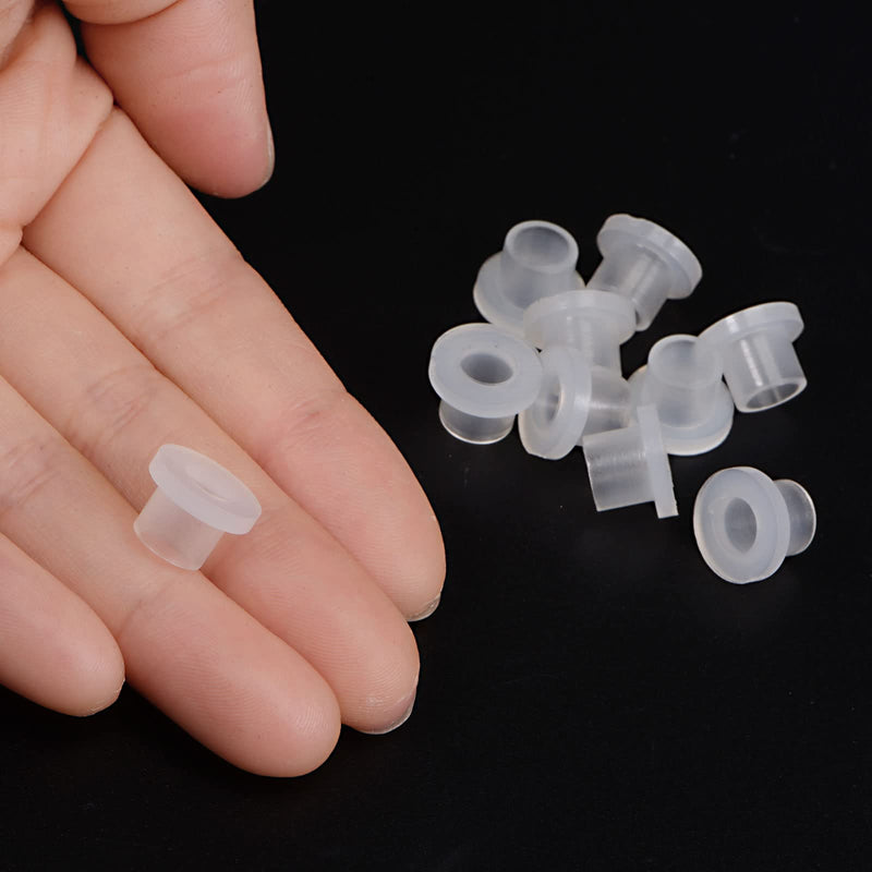 HARFINGTON 10pcs Flanged Sleeve Bearings 6mm Bore 8mm OD 8.1mm Length Nylon Bushings for Shaft, White 6mm x 8mm x 8.1mm