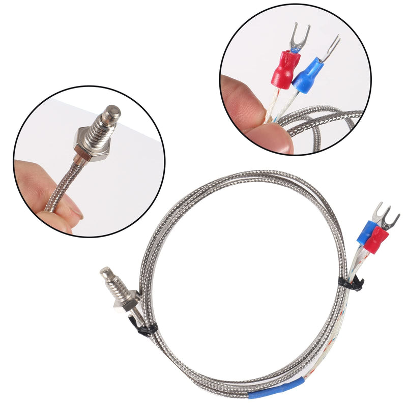 Digital PID Temperature Controller REX-C100 PID Thermostat Temperature Controller Digital REX C100 with 40DA SSR Relay K Thermocouple Probe RKC and Silver Heat Sink 40DA Silver