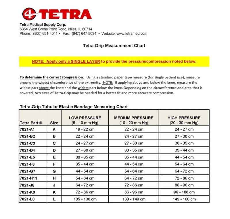 Tetra-Grip Tubular Elastic Support Bandage Size F, 4” x 11 Yd Latex-Free, One 11 yd Roll per Box - NewNest Australia