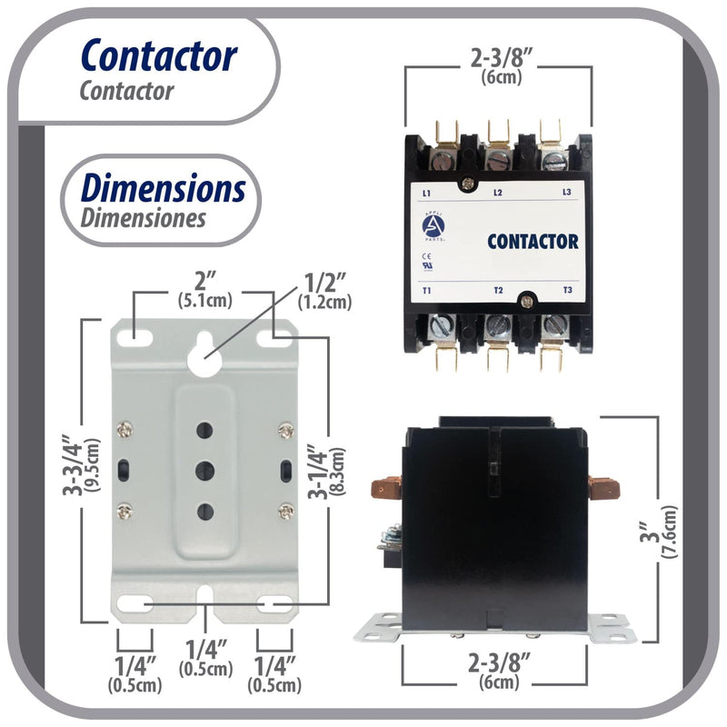 Appli Parts APAC-330120 Heavy Duty 3 Poles Contactor 30 Amp 120 Volts Coil Replacement for ac Compressor and Electrical Applications UL Certified 476929 3 Pole 120 Volts