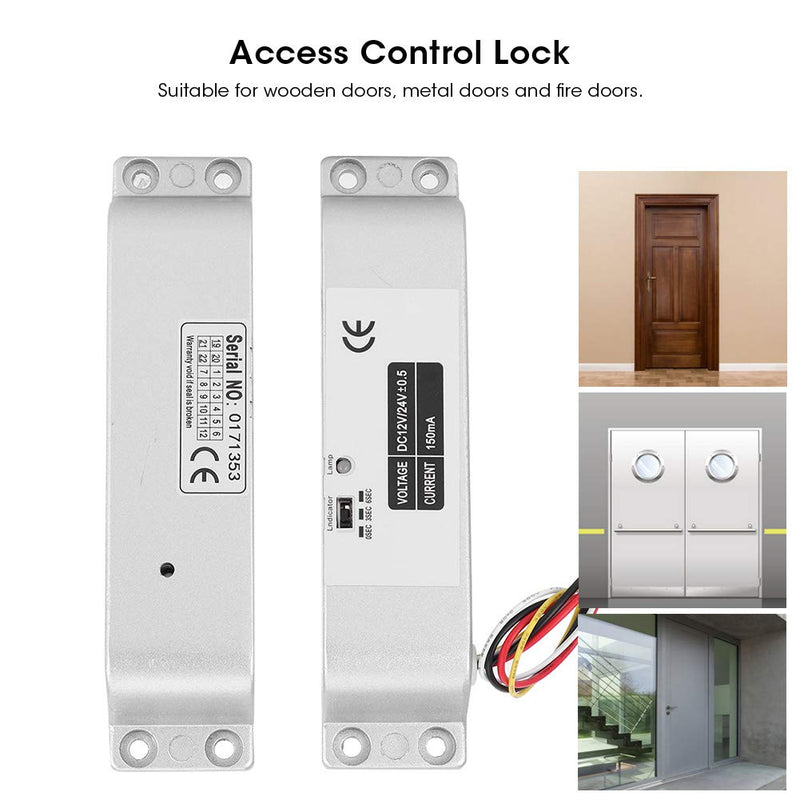 DC12V Electric Drop Bolt Lock, Electric Mortise Lock DC12V/24V Electric Bolt Lock Low Temperature 0/3/6s Delay Electronic Mortise Lock for Access Control System 4 Wires