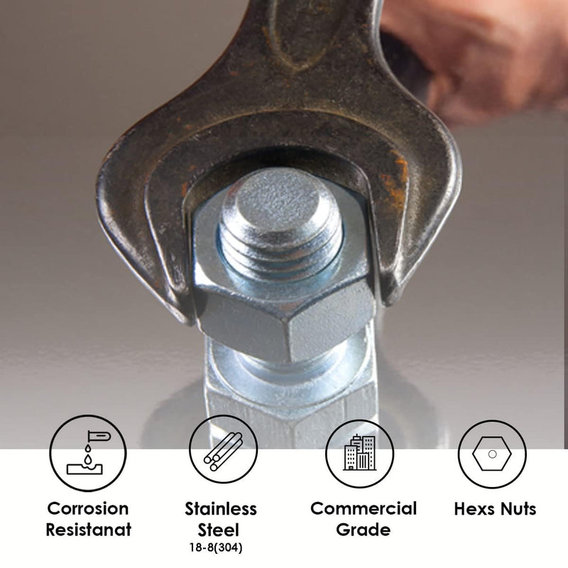 Bolt Dropper 1/2"-13 Nylon Insert Lock Nut (25 Pieces) Stainless Steel Finish Hex Lock Nuts, 304 (18-8) Plain Finish Corrosion Resistant Commercial Grade