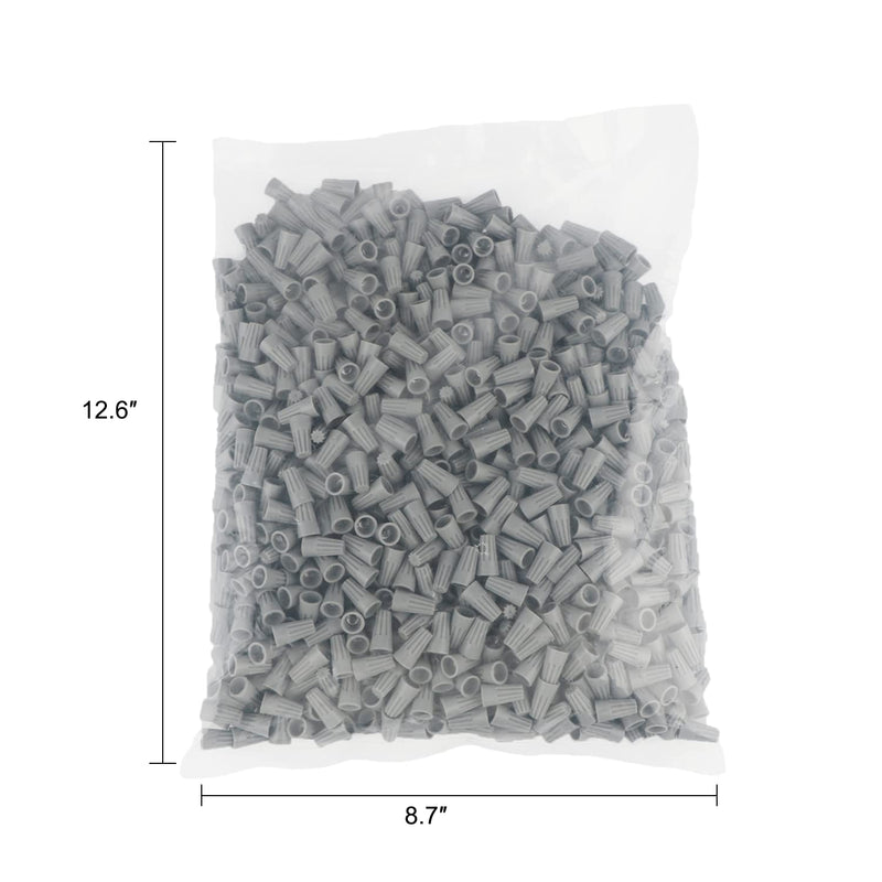 Wire Conectors Nuts,Wire Twist 1000 PCS Grey Electrical Screw Springs Caps Terminals Stainless Assortment Set Wire Connectors AWG 22-12 GREY(AWG 22-12)