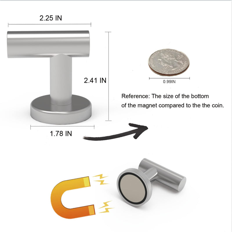 Magnetic Hooks Coat Magnet Hooks for Hanging,Magnetic Hooks Heavy Duty with Rare Earth Neodymium for Pot Holder,Grill,Refrigerator,Home,Kitchen,Workplace or Office.Pack of 2,Silver Silver 2pcs 1.78in