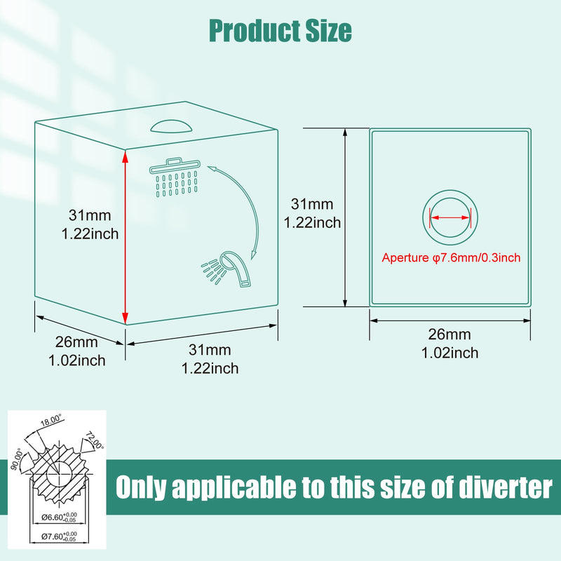 Heyalan Shower Diverter Knob 2 functions Shower Water Flow Converter Square Matte Black