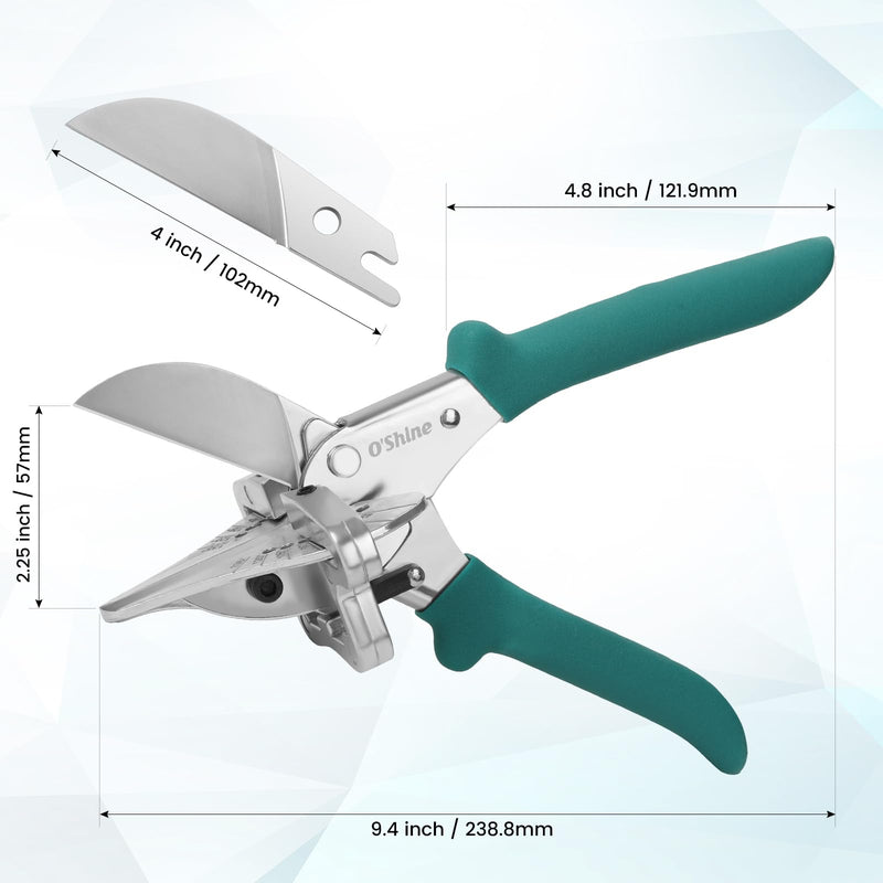 O'Shine Long Handle Miter Shears, Quarter Round Cutting Tool For Molding Wood, 45~135 Multi Angle Shoe Molding Cutters, Trim Cutter Hand Tool For Angular Cutting Moldings Crafting, w/ 1pc Extra Blade - NewNest Australia