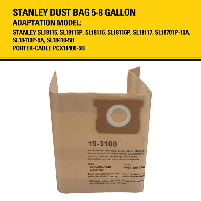alton enterprises limited Stanley 19-3100 5-8 Gallon Disposable Filter Bag for Wet/Dry Vacuums,(Pack of 3)