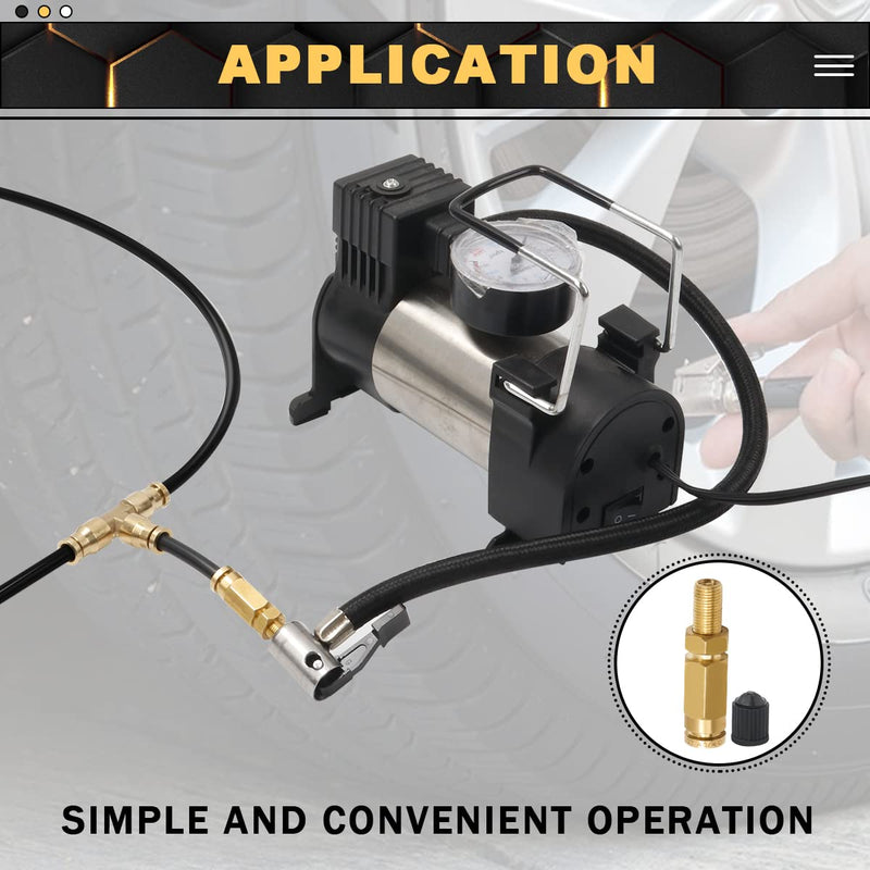 2 Packs 1/4" Air Value Inflation Schrader Valve, Schrader Valve Adapter with Push to Connect Button for 1/4" OD Air Hose Fittings for Semi Trucks Trailers 1/4" OD Schrader Valve 2