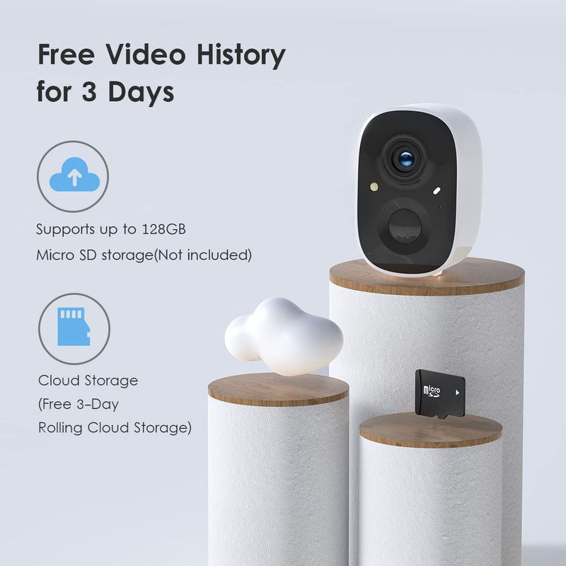 GMK Solar Security Camera Wireless Outdoor, with Solar Panel 2K Color Night Vision Motion Detection 2-Way Talk Battery Powered 3MP WiFi Home Indoor Camera IP65 Weatherproof Cloud/SD Storage White Solar Cam 1 Count (Pack of 1)
