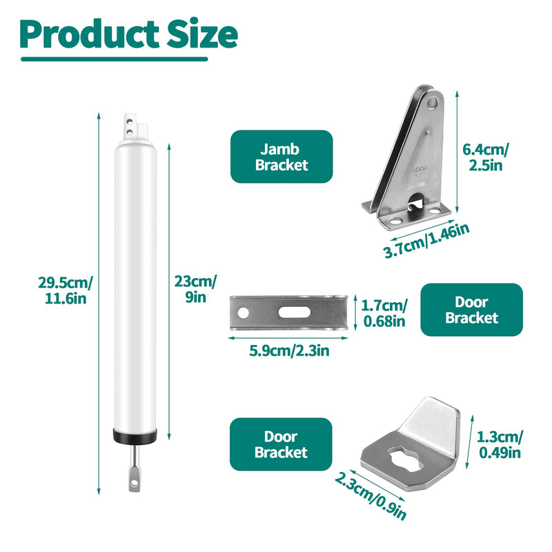 2 PCS Screen and Storm Door Closer Kit, Heavy Duty Pneumatic Screen and Storm Door Closer, Screen and Storm Door Push Button Latch Set Replacement Kit, Adjust Smooth Closing Speed (White) 2 PCS White