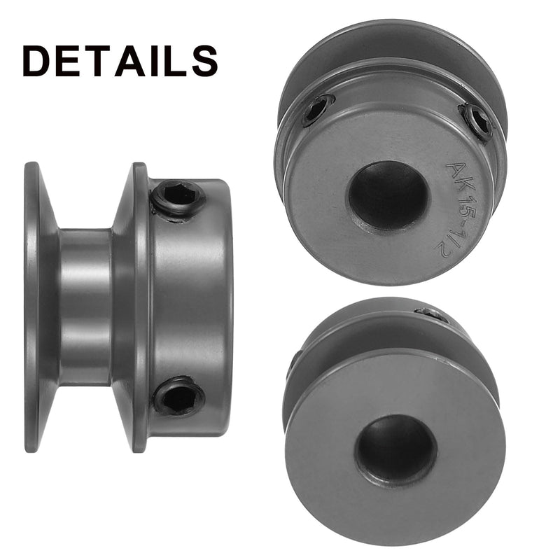 uxcell AK15-1/2 V-Belt Sheave 1/2"Bore 1.55"OD Single Groove Web Sheave Bored-to-Size Sheave, Cast Iron, Belt Section for 4L or A Belt