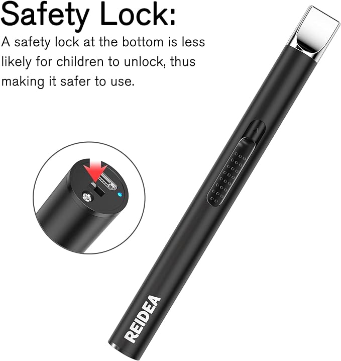 REIDEA Electronic Lighter Candle Lighter USB Rechargeable Lighter with Safety Switch Flameless Portable Windproof Plasma Lighter for Home Cooking, BBQ, Camping Stove, Etc - NewNest Australia