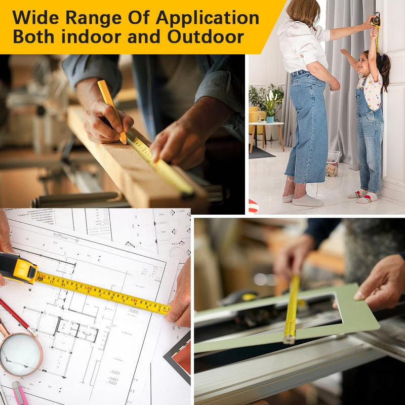 Tape Measure 25 Ft Steel Measurement Christmas Gifts for Dad Gifts Tape Measuring Tape 25 Ft Self-Locking Tape Measure with Fractions Easy Read Metric Tape Measure Body Measuring Tape Measurer 7.6 m