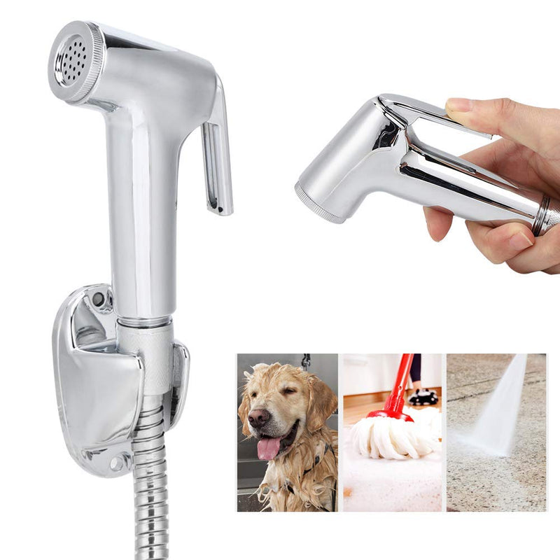 Bidet Sprayer, 3Pcs/Set Electroplating Toilet Sprayer ABS Spray Bracket Hose Kit Handheld Bathroom Accessories