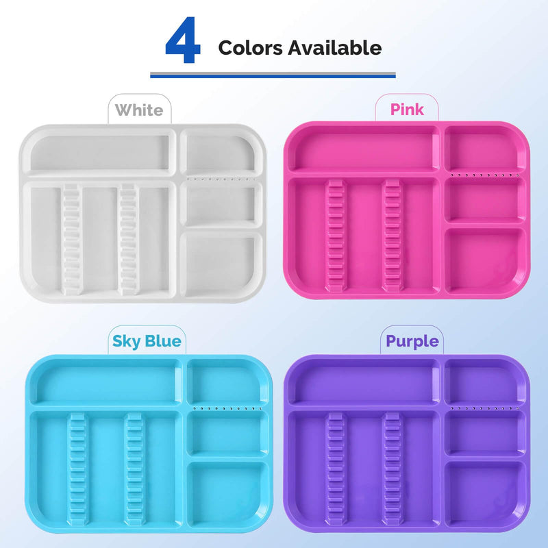 JMU Dental Instrument Trays Autoclavable Plastic Divided Separate Trays 13.25" x 9.75" Size B, Dental Setup Trays, Pink 1
