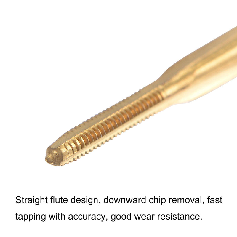 uxcell Thread Tap Metric M1.6 x 0.35, Titanium Coated Cobalt HSS (High Speed Steel) 3 Straight Flutes Machine Mini Micro Screw Threading Tapping Repair Tool for Watches and Clocks, 2pcs