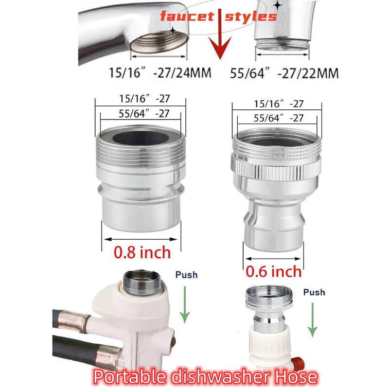 Dishwasher Faucet Adapter (Chrome-brass) fit for Danby, SPT, Homelabs, Costway, Panda, Rovsun Portable Dishwasher to Sink