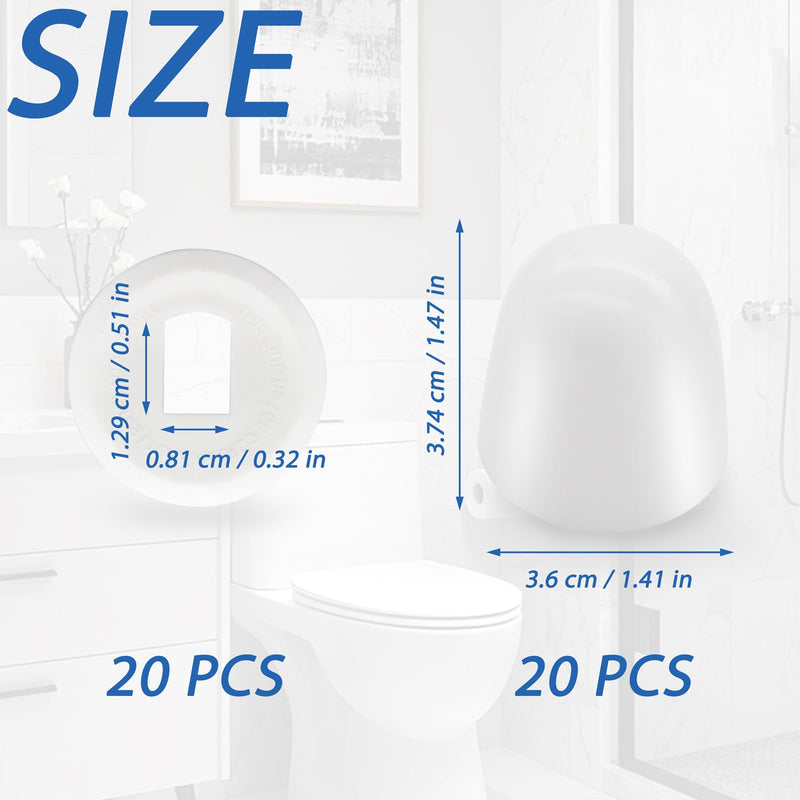 20 Pieces Universal Toilet Bolt Caps, Round Plastic Push-On Toilet Bowl Bolt Caps Covers with Washers for Toilet Bowl Screws, 1.45 Inch Height, White Color