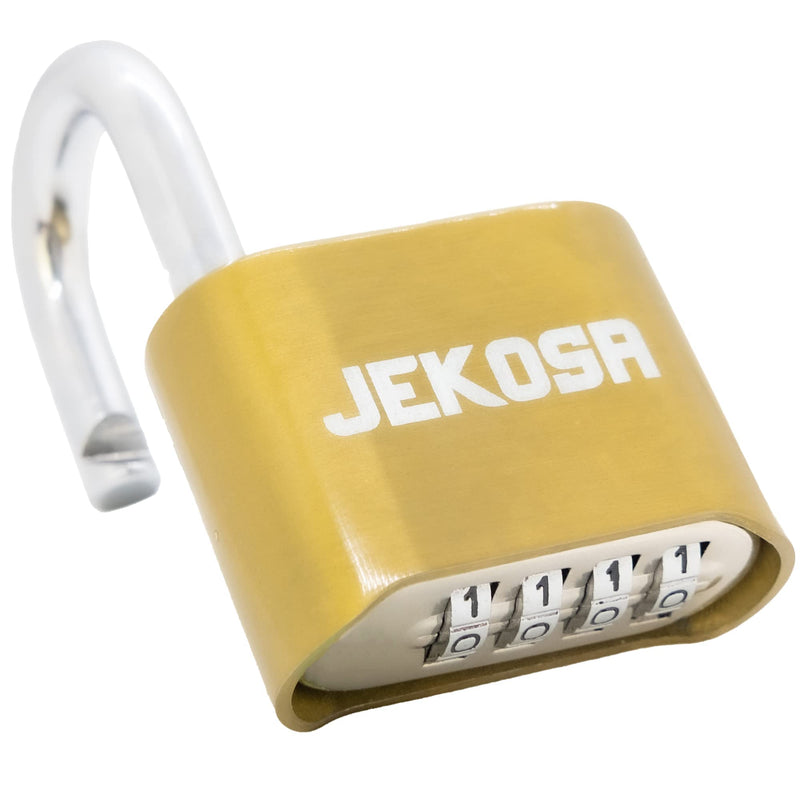 Jekosa® JKC/50 [Weatherpoof] Heavy Duty Combination Lock Outdoor - Lock with 4 Digit Code [No Key] - Ideal for Gate, Shed, Fence Normal Shackle Gold