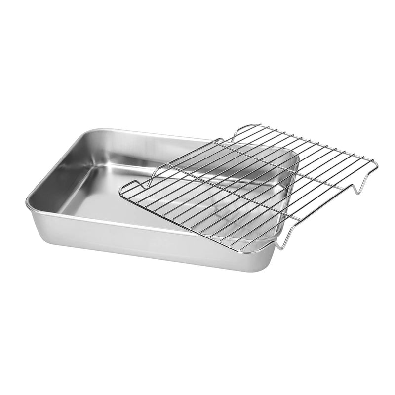 Stainless Steel Roaster, Roasting Pan with Rack, Roasting Pan and Rack Set for Baking Turkey, Chicken, And Veggies(26. * 20. * CM) 26.5*20.5*5CM