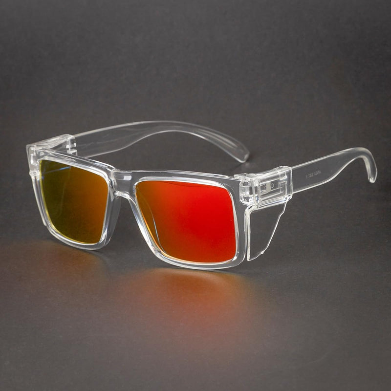 Polarized SafetyGlassesZ87 UV400 WorkSunglasses for men ConstructionCarpentryCyclingDIY&Light Industrial Use Clear Red Mirror