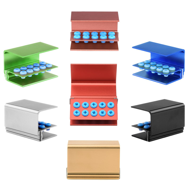 EustomA 10 Holes Burs Holder 4pcs/Set Blocks Autoclavable Bur Case (Mixed Color) Mixed color