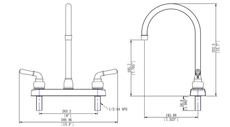 Pacific Bay Lynden Modern High Arc Kitchen Sink Faucet - Metallic Plating Over ABS Plastic - (Polished Chrome) Polished Chrome