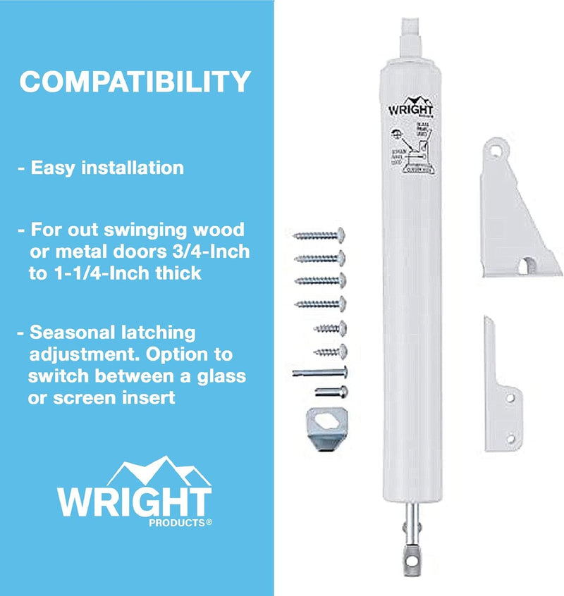Wright Products V820AWH Light Duty Pneumatic Screen and Storm Door Closer, White