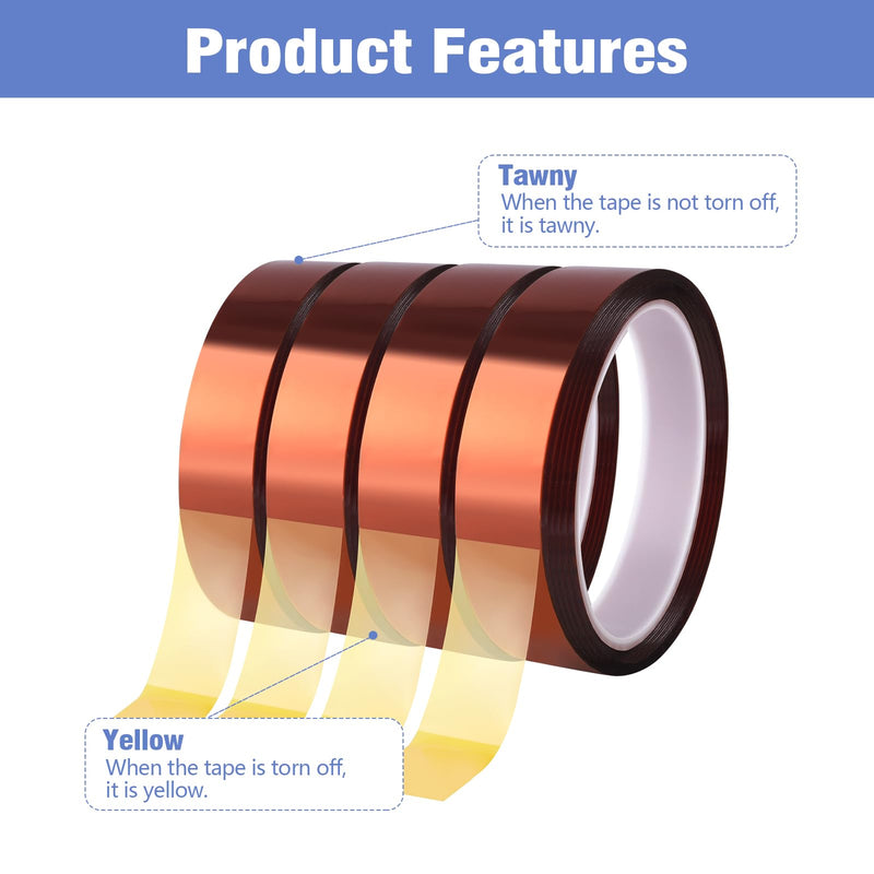 4 Rolls 20mm×25m (82Ft) Sublimation Tape Heat Tape Transfer Tape High Temperature Heat Resistant Tape, Heat Tape for Sublimation Heat Press Electronic Soldering Masking, No Residue 4