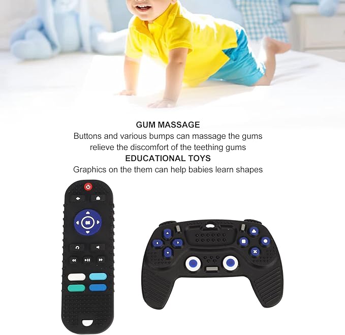 Teething Teething Chew Toy for 6 Months and Up Baby Silicone Resin Material TV Remote Control Shape (Black) - NewNest Australia