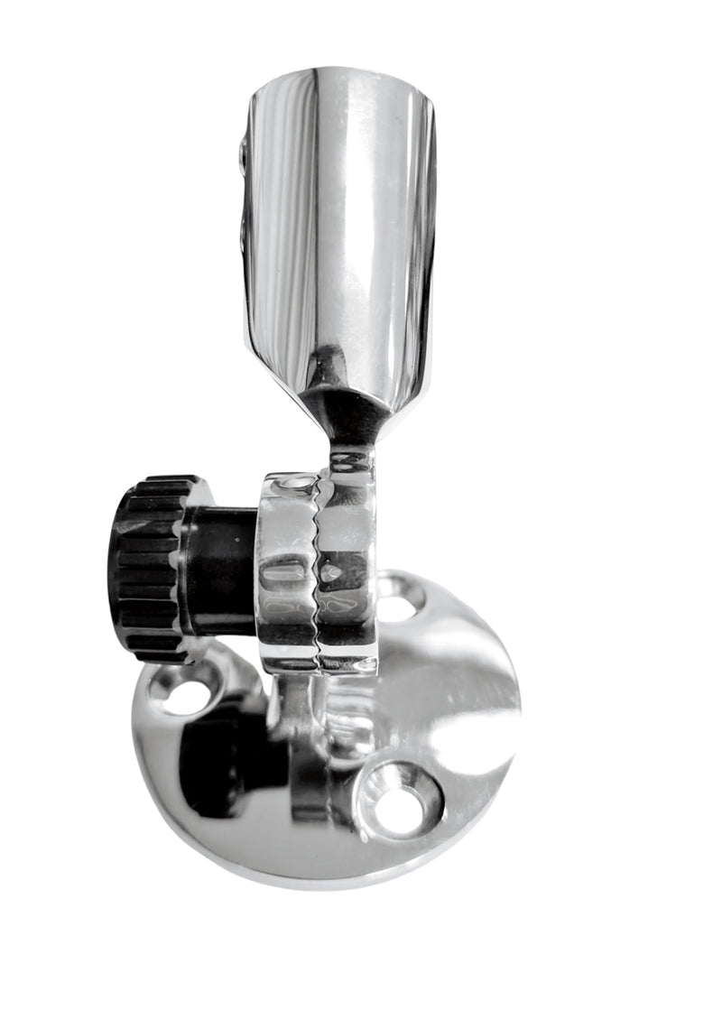 Marine Grade 316 Stainless Steel 180 Degree Adjustable Swivel VHF Antenna Mount with Ratchet Base and Screws (Round Base) Round Base