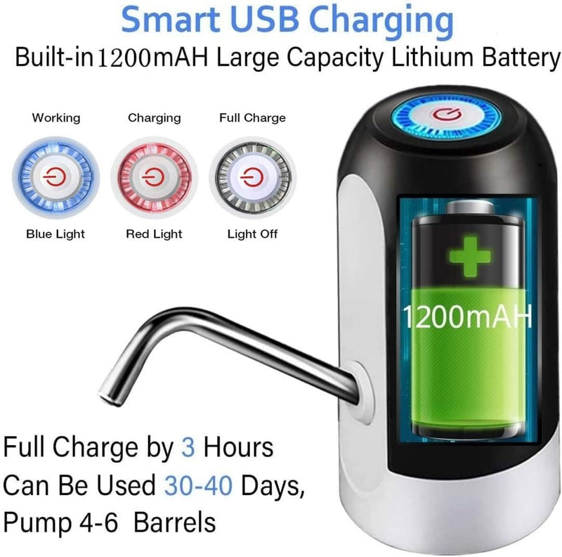 Myvision 3-5 Gallon Bottle Water Pump,Portable Electric Water Dispenser USB Charging,5 Gallon Water Jug Dispenser Pump Switch (Black) Black