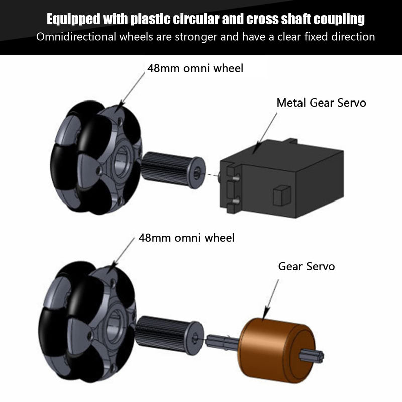 Omni Directional Wheel, Side Mobility Black Gray Load 2kg Omni Wheel 360 Rotating Nylon with Circular and Crossed Shaft Coupling for Robotic Competition