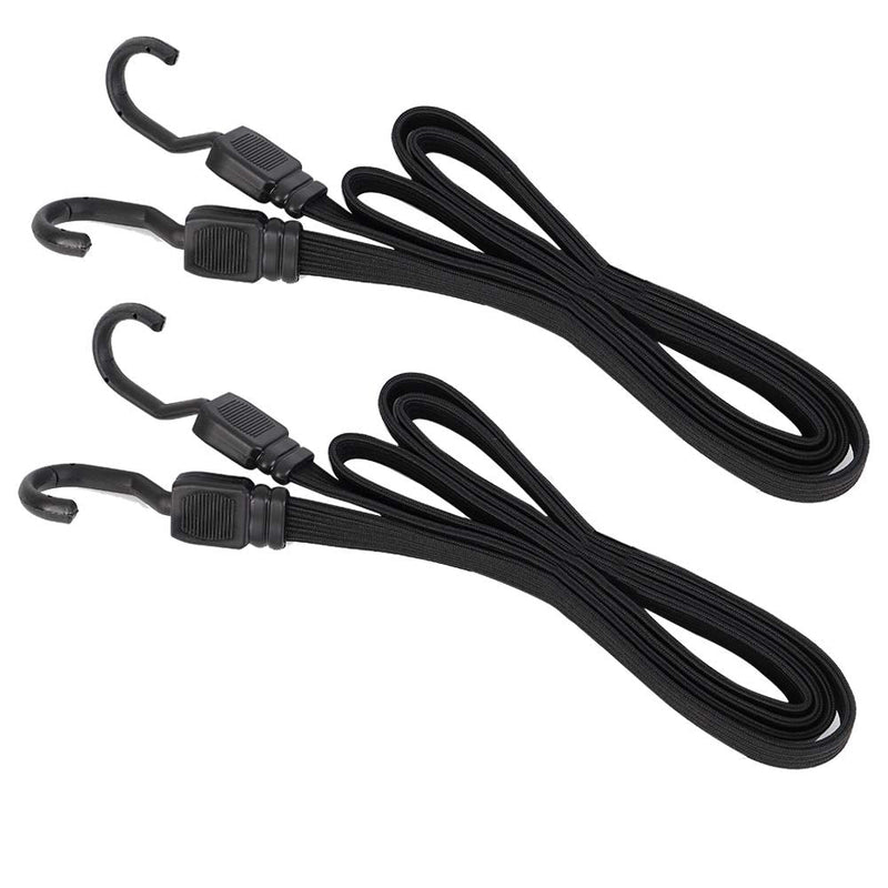 XSTRAP STANDARD 2PK 77 Inch Flat Bungee Cord Heavy Duty Adjustable Long Straps with Hooks for Hand Truck, Camping, Motorcycle, Cars, Bikes, Luggage Rack (Black) Black