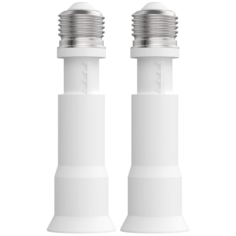 JACKYLED E26 Light Socket Extender 4-Level Extendable, 3.1-4.3in/8-11cm Extension E26/E27 Bulb Adapter Socket Converter, Light Bulb Extension, Lamp Bulb Adapter for Living Room, Kitchen, 2-Pack