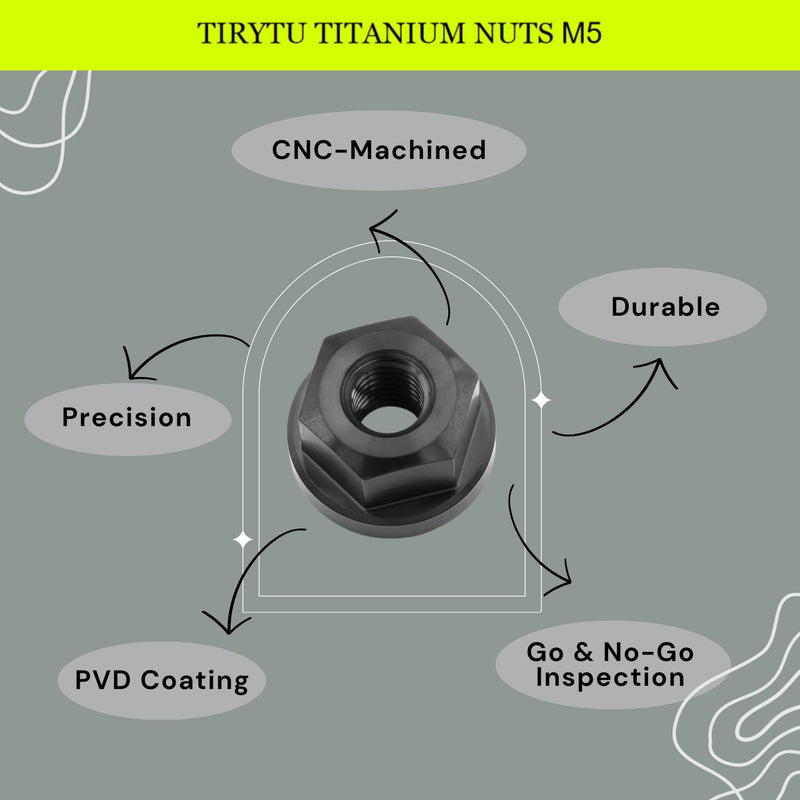 Titanium Flange Hex Nut M5, 10PCS, Black M5 0.8mm Pitch