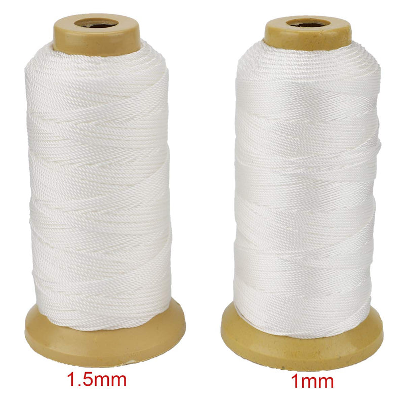 656 Feet Twisted Nylon Line Twine String Cord for Gardening Marking DIY Projects Crafting Masonry (White, 1mm-656 feet) White