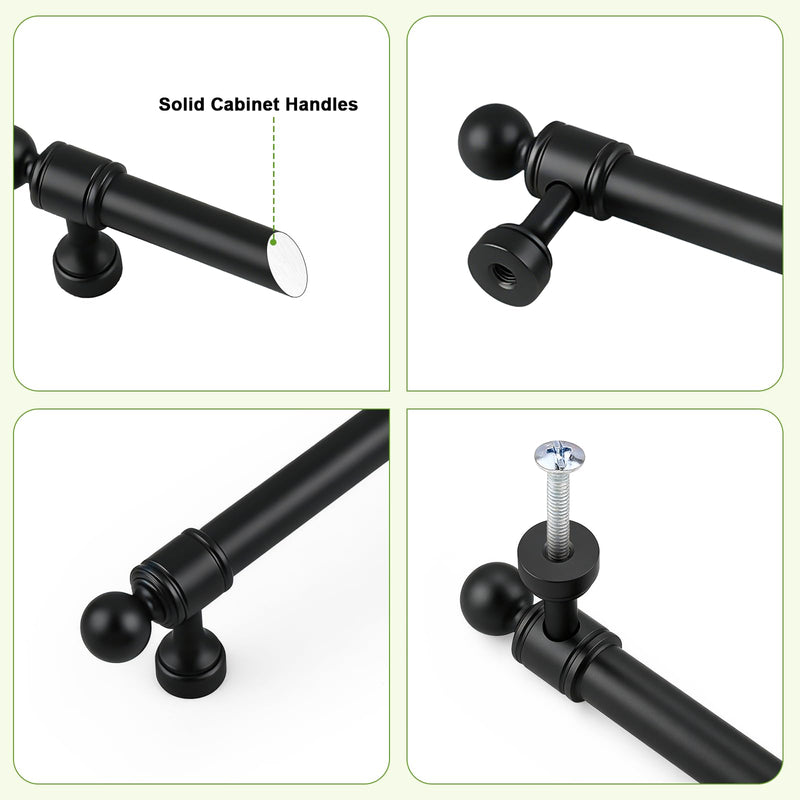 10 Pack 3 Inch (76mm) Hole Centers Matte Black Solid Cabinet Handles and Drawer Pulls - Cabinet Pulls for Modern Kitchen, Bathroom, Cupboard, Dresser, Closet 3 Inch Hole Centers 10