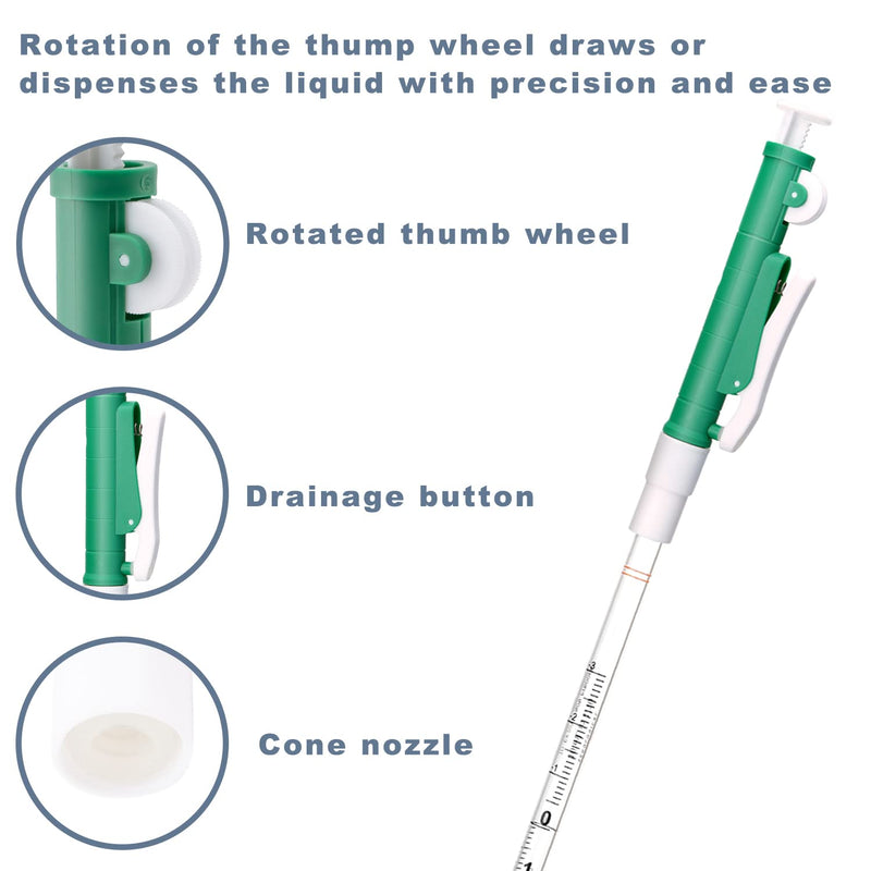 ONiLAB Pipette Pumps,Scientific Pipette Pump 10ml, Green, for Disposable Plastic and Glass Pipettes…