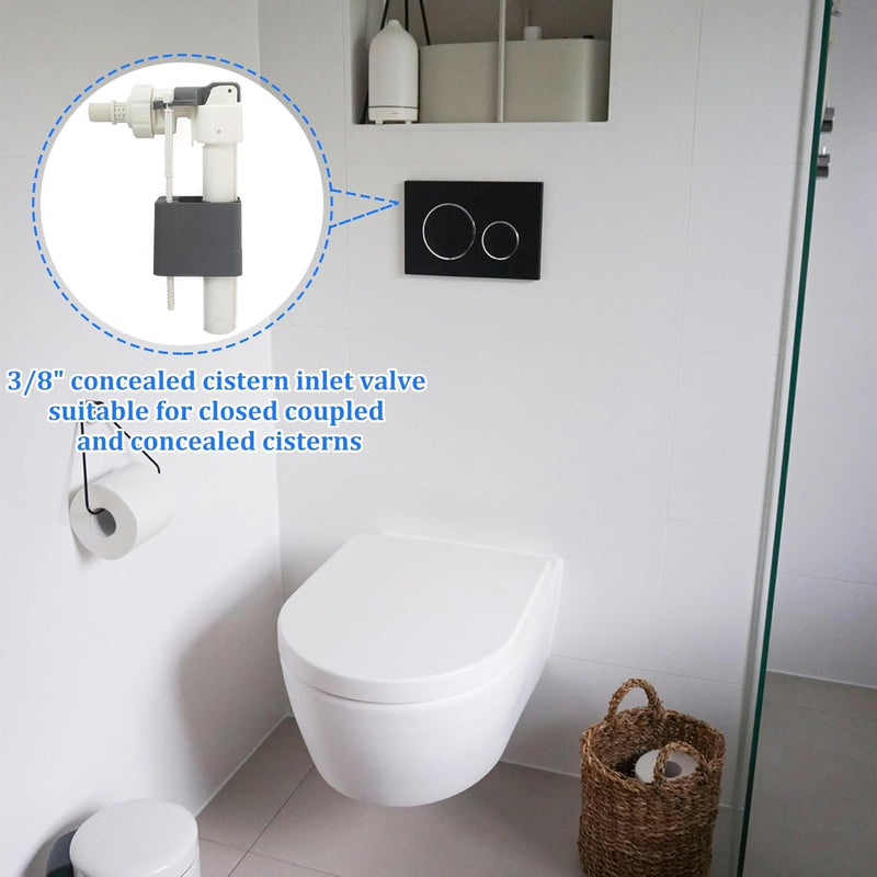 Side Mount Toilet Fill Valve, 3/8 Inch Side Entry Valve Compatible with TOTO Wall Mount Toilet Tank