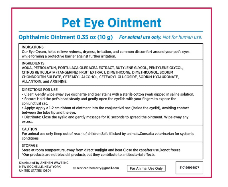 Velvet Aura Pet Eye Cream for Dogs, Cats, Horses, Cattle & Birds – 3.5g Tube Gentle Daily Eye Care Cream, Easy Application for Animal Eye Comfort White