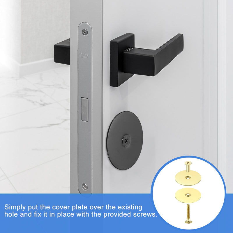 uxcell 4 Set Door Hole Cover Plate, 2-5/8" Diameter Round Deadbolt Cover Plate Metal Door Knob Handle Hole Filler Plate with Connecting Screws, Imitation Gold