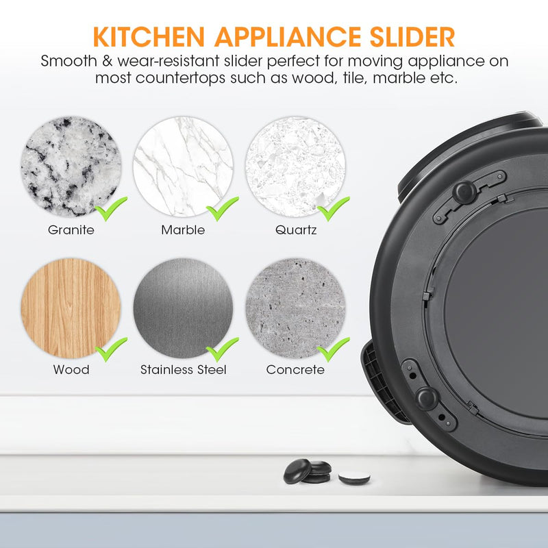 Aieve Appliance Slider, 16 Pcs Appliance Sliders for Kitchen Appliances, Small Appliance Slider for Most Countertop (Black) 16Pcs-Black