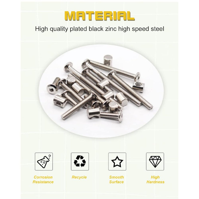 Baby Bed Crib Screws Hardware Replacement Kit- Hex Drive Socket Cap Screws Barrel Nuts Assortment Kit for Beds Headboards Chairs Furniture. 32PCS