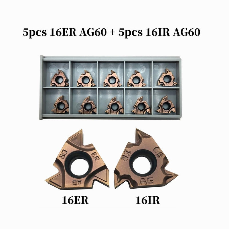 Lather Threading Tool Bit Set External Internal Threading Boring Bars Turning Tool Holders with 11IR AG60 16ER 16IR AG60 Carbide Threading Inserts (2pcs Boring Bars + 16ER IR AG60) 2pcs boring bars + 16ER IR AG60