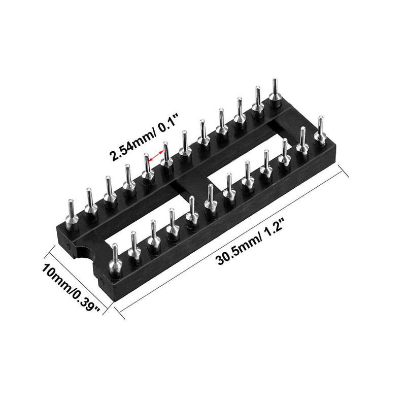 uxcell 20pcs DIP IC Chip Socket Adaptor Round 24 Pin 2.54mm Pitch Dual Row 7.6 Row Pitch