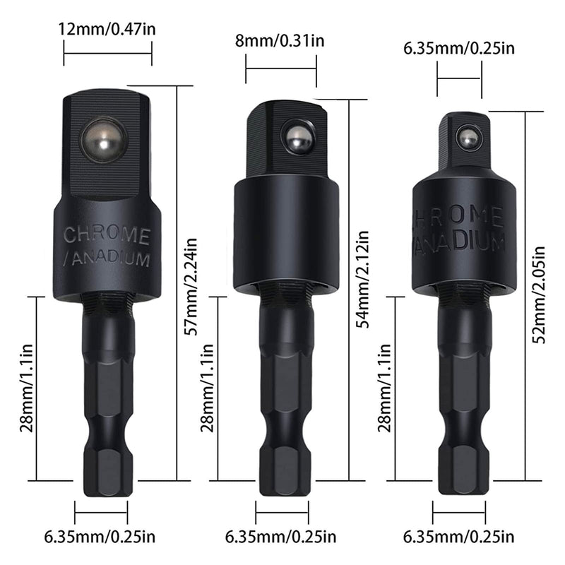 17Pcs Flexible Drill Bit Extension, Include 3Pcs Rotatable Socket Adapter 2Pcs Hex Shank 105° Right Angle Drill Attachment 10 Short Screwdriver Bits 90° Angled Bits and Bendable Drill Bit Extension 17*black